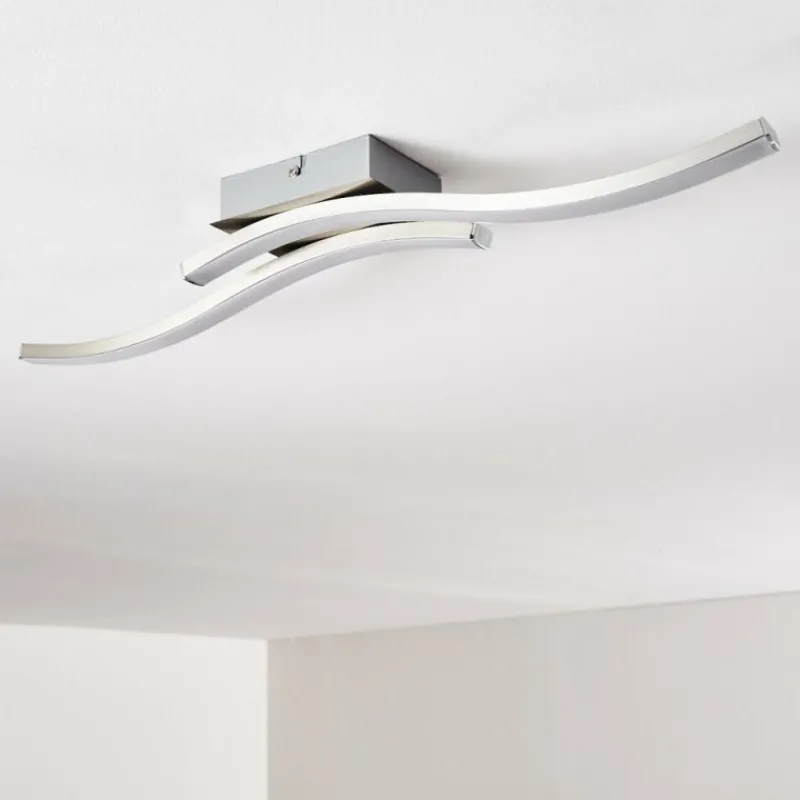 hofstein Plafonnier Letala LED Chrome, Nickel mat, 2 lumières* Éclairage Led