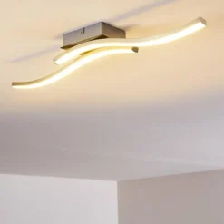 hofstein Plafonnier Letala LED Chrome, Nickel mat, 2 lumières* Éclairage Led