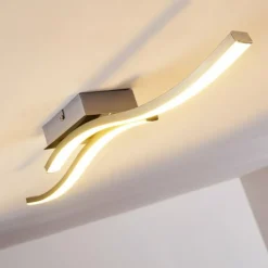 hofstein Plafonnier Letala LED Chrome, Nickel mat, 2 lumières* Éclairage Led
