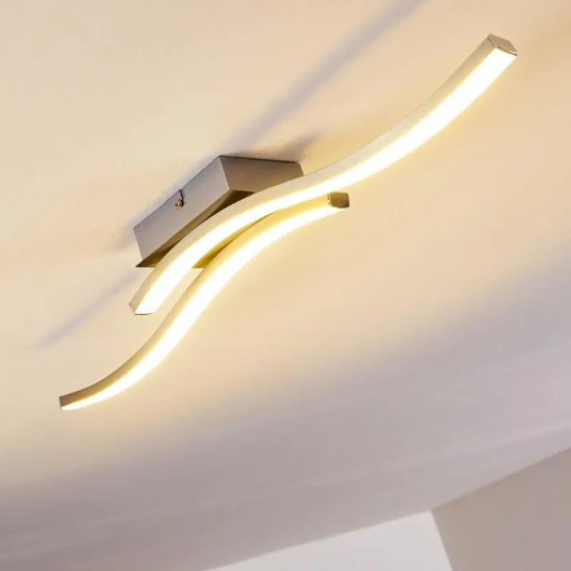 hofstein Plafonnier Letala LED Chrome, Nickel mat, 2 lumières* Éclairage Led