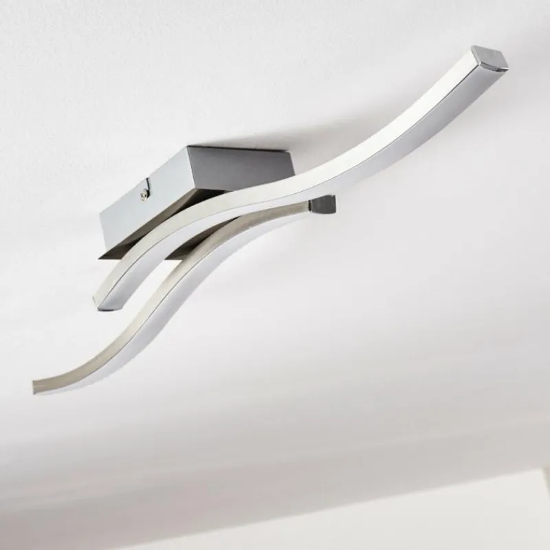 hofstein Plafonnier Letala LED Chrome, Nickel mat, 2 lumières* Éclairage Led