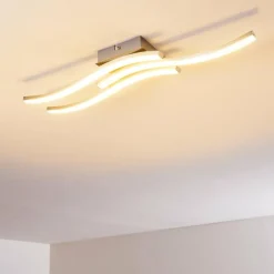 hofstein Plafonnier Letala LED Chrome, Nickel mat, 3 lumières* Éclairage Led