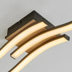 hofstein Plafonnier Letala LED Couleur bois, 3 lumières
