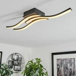 hofstein Plafonnier Letala LED Couleur bois, 3 lumières