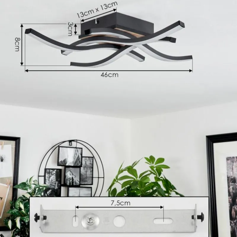 hofstein Plafonnier Letala LED Couleur bois, 4 lumières