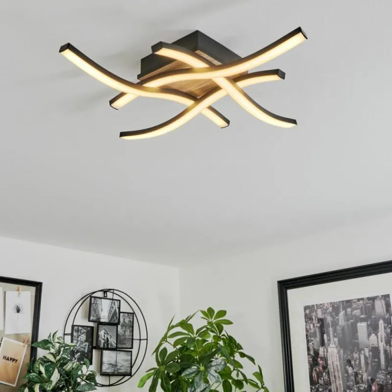 hofstein Plafonnier Letala LED Couleur bois, 4 lumières