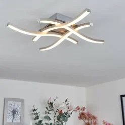 hofstein Plafonnier Letala LED Nickel mat, 4 lumières