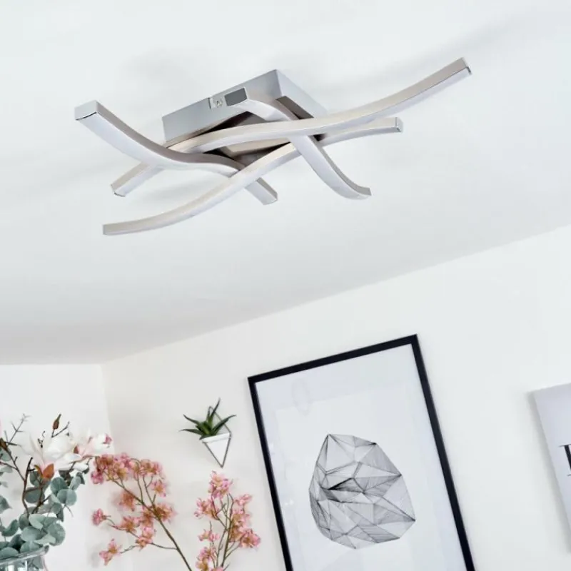 hofstein Plafonnier Letala LED Nickel mat, 4 lumières