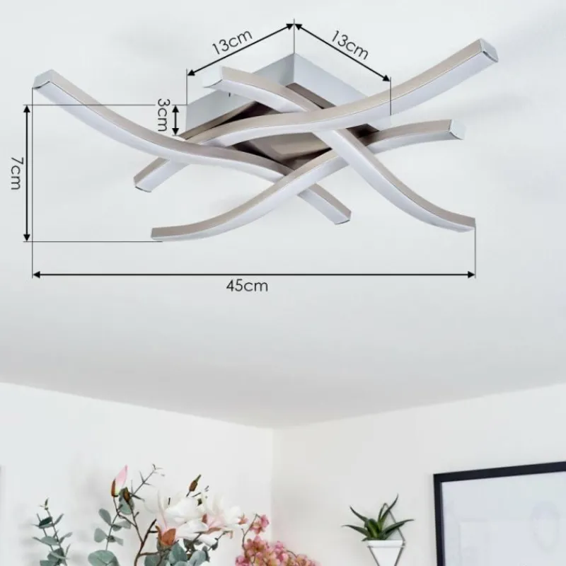 hofstein Plafonnier Letala LED Nickel mat, 4 lumières
