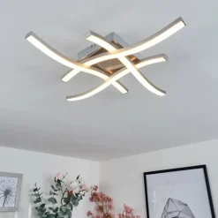 hofstein Plafonnier Letala LED Nickel mat, 4 lumières