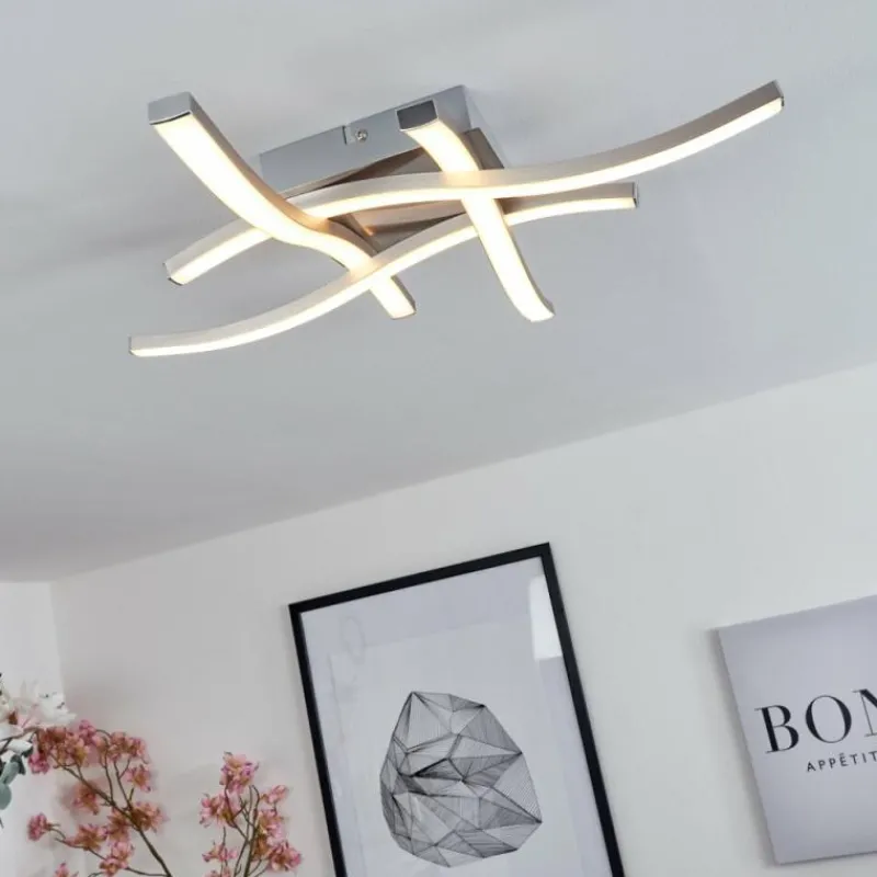 hofstein Plafonnier Letala LED Nickel mat, 4 lumières