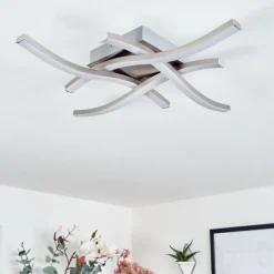 hofstein Plafonnier Letala LED Nickel mat, 4 lumières