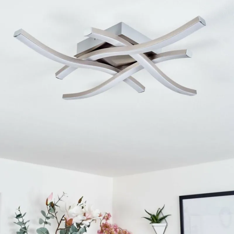 hofstein Plafonnier Letala LED Nickel mat, 4 lumières