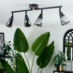 hofstein Plafonnier Leteque Couleur bois, Noir, 1 lumière