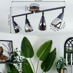 hofstein Plafonnier Leteque Couleur bois, Noir, 1 lumière