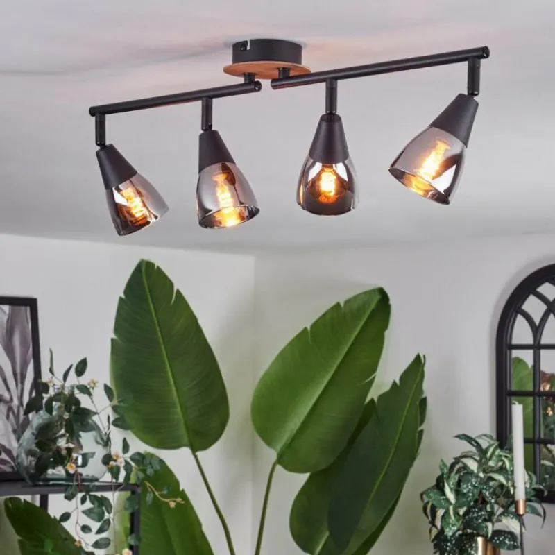 hofstein Plafonnier Leteque Couleur bois, Noir, 1 lumière