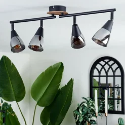 hofstein Plafonnier Leteque Couleur bois, Noir, 1 lumière