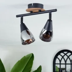 hofstein Plafonnier Leteque Écru, Noir, 2 lumières