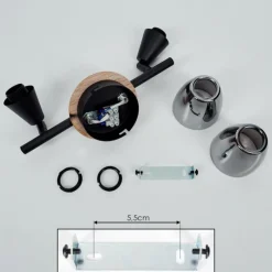 hofstein Plafonnier Leteque Écru, Noir, 2 lumières