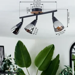 hofstein Plafonnier Leteque Écru, Noir, 3 lumières