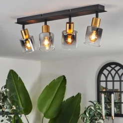 hofstein Plafonnier Leteque Noir, 4 lumières