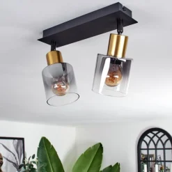 hofstein Plafonnier Leteque Noir, 2 lumières