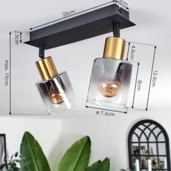 hofstein Plafonnier Leteque Noir, 2 lumières