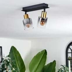 hofstein Plafonnier Leteque Noir, 2 lumières