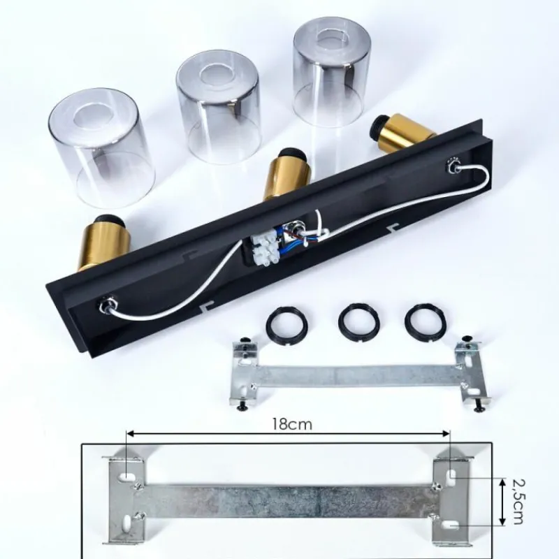 hofstein Plafonnier Leteque Noir, 3 lumières