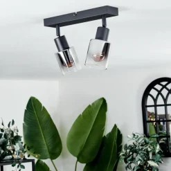 hofstein Plafonnier Leteque Noir, 2 lumières