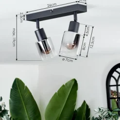 hofstein Plafonnier Leteque Noir, 2 lumières