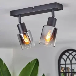 hofstein Plafonnier Leteque Noir, 2 lumières