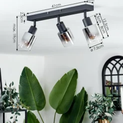 hofstein Plafonnier Leteque Noir, 3 lumières