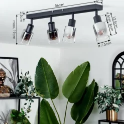 hofstein Plafonnier Leteque Noir, 4 lumières