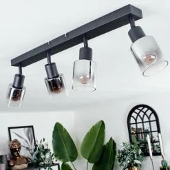 hofstein Plafonnier Leteque Noir, 4 lumières