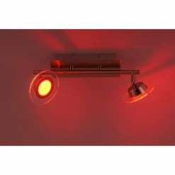 Luminaires Leuchten Direkt Plafonnier Leuchten Direkt LOLA-MIKE LED Acier inoxydable, 2 lumières, Télécommandes, Changeur de couleurs* Éclairage Led