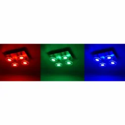 Luminaires Leuchten Direkt Plafonnier Leuchten Direkt LOLA-MIKE LED Acier inoxydable, 4 lumières, Télécommandes, Changeur de couleurs* Éclairage Led