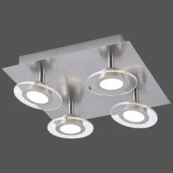 Luminaires Leuchten Direkt Plafonnier Leuchten Direkt LOLA-MIKE LED Acier inoxydable, 4 lumières, Télécommandes, Changeur de couleurs* Éclairage Led