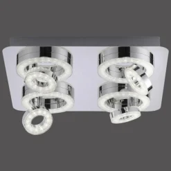 Luminaires Leuchten Direkt Plafonnier Leuchten Direkt Ls-TIM LED Chrome, 4 lumières, Télécommandes, Changeur de couleurs