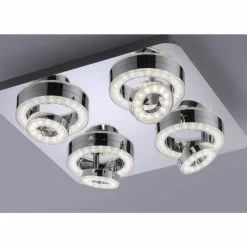 Luminaires Leuchten Direkt Plafonnier Leuchten Direkt Ls-TIM LED Chrome, 4 lumières, Télécommandes, Changeur de couleurs
