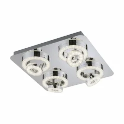 Luminaires Leuchten Direkt Plafonnier Leuchten Direkt Ls-TIM LED Chrome, 4 lumières, Télécommandes, Changeur de couleurs