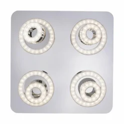 Luminaires Leuchten Direkt Plafonnier Leuchten Direkt Ls-TIM LED Chrome, 4 lumières, Télécommandes, Changeur de couleurs