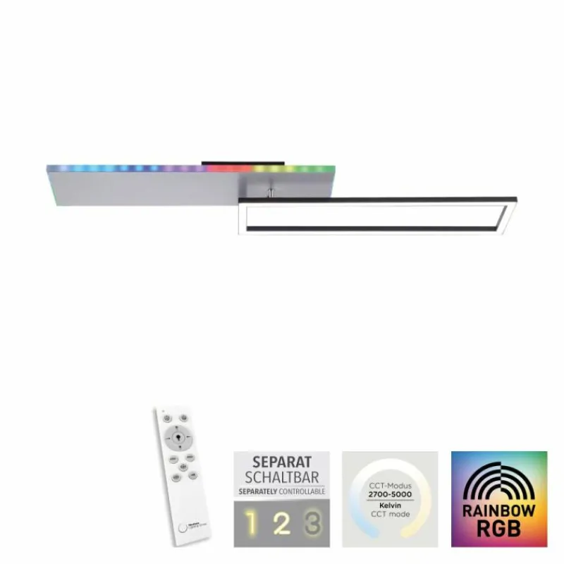 Luminaires Leuchten Direkt Plafonnier Leuchten Direkt RENDA LED Argenté, 2 lumières, Télécommandes, Changeur de couleurs* Éclairage Led