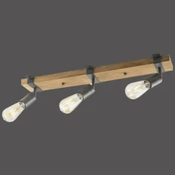 Luminaires Rustiques-Luminaires Leuchten Direkt Plafonnier Leuchten-Direkt SLAT Brun, Bois foncé, 3 lumières