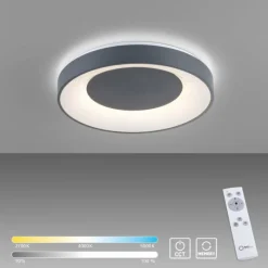 Luminaires Leuchten Direkt Plafonnier Leuchten-Direkt ANIKA LED Anthracite, 1 lumière, Télécommandes* Éclairage Led