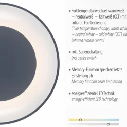 Luminaires Leuchten Direkt Plafonnier Leuchten-Direkt ANIKA LED Anthracite, 1 lumière, Télécommandes* Éclairage Led