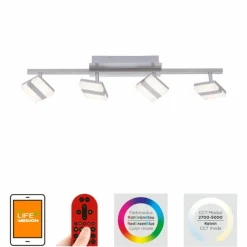 Luminaires Leuchten Direkt Plafonnier Leuchten-Direkt LOLAsmart-SABI LED Nickel mat, 4 lumières, Télécommandes, Changeur de couleurs