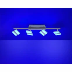 Luminaires Leuchten Direkt Plafonnier Leuchten-Direkt LOLAsmart-SABI LED Nickel mat, 4 lumières, Télécommandes, Changeur de couleurs