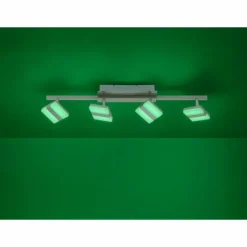 Luminaires Leuchten Direkt Plafonnier Leuchten-Direkt LOLAsmart-SABI LED Nickel mat, 4 lumières, Télécommandes, Changeur de couleurs