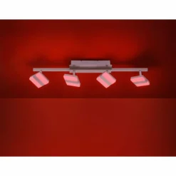 Luminaires Leuchten Direkt Plafonnier Leuchten-Direkt LOLAsmart-SABI LED Nickel mat, 4 lumières, Télécommandes, Changeur de couleurs